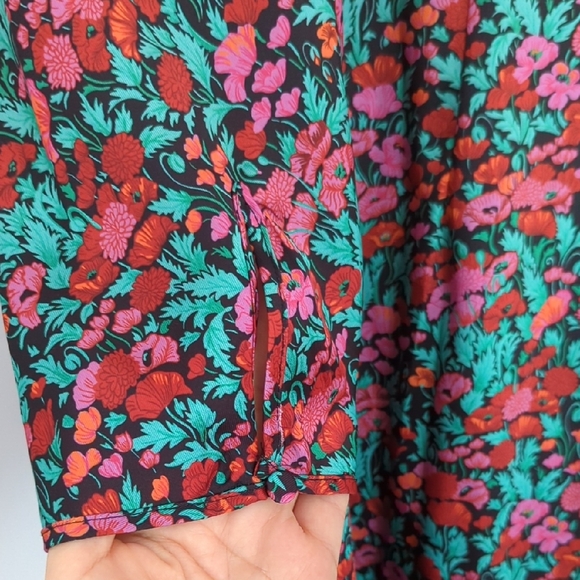 J. Crew Red and Blue Maxi Dress with Puff Sleeves - Picture 5 of 8